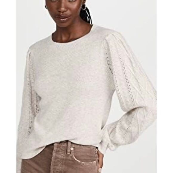 Splendid Collection Cupid grey cashmere wool blend puff knit sleeve sweater - Picture 1 of 9